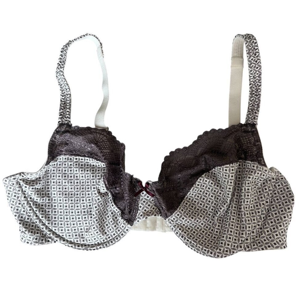 Soma Intimates Lace Trimmed Smoothing Underwire Geometric Pattern Bra Size 38D